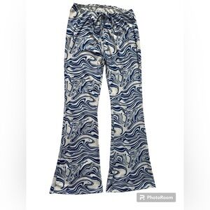 Salant Psychedelic Swirl Pants Women L 60s Hippie Mod Flare Lounge Retro Beach